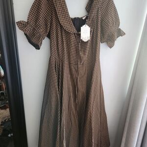 Ivy City Co Black and Brown Checkered Dress